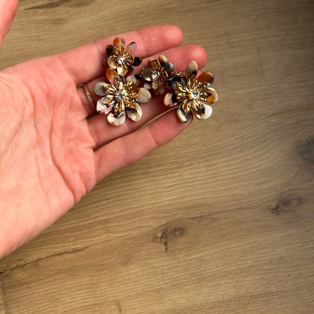 Floral Multi color and Gold Earrings